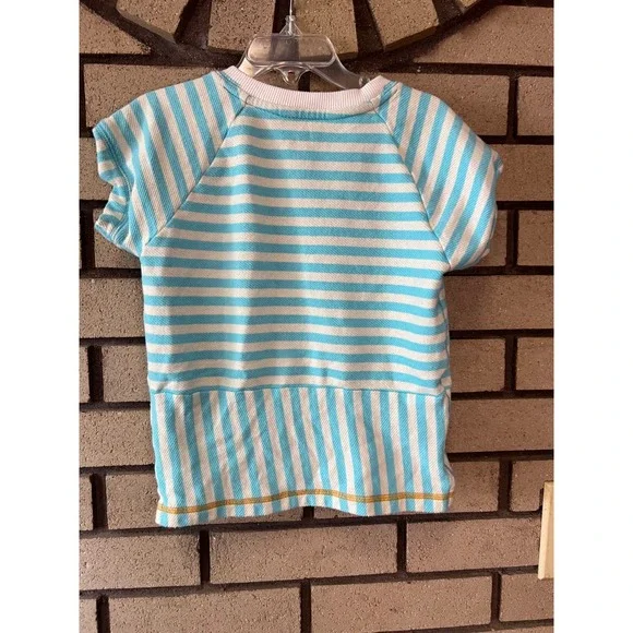 Matilda Jane Striped Pocket‎ Tunic Top Wooden Buttons Girls Size 4 Turquoise - Picture 4 of 6